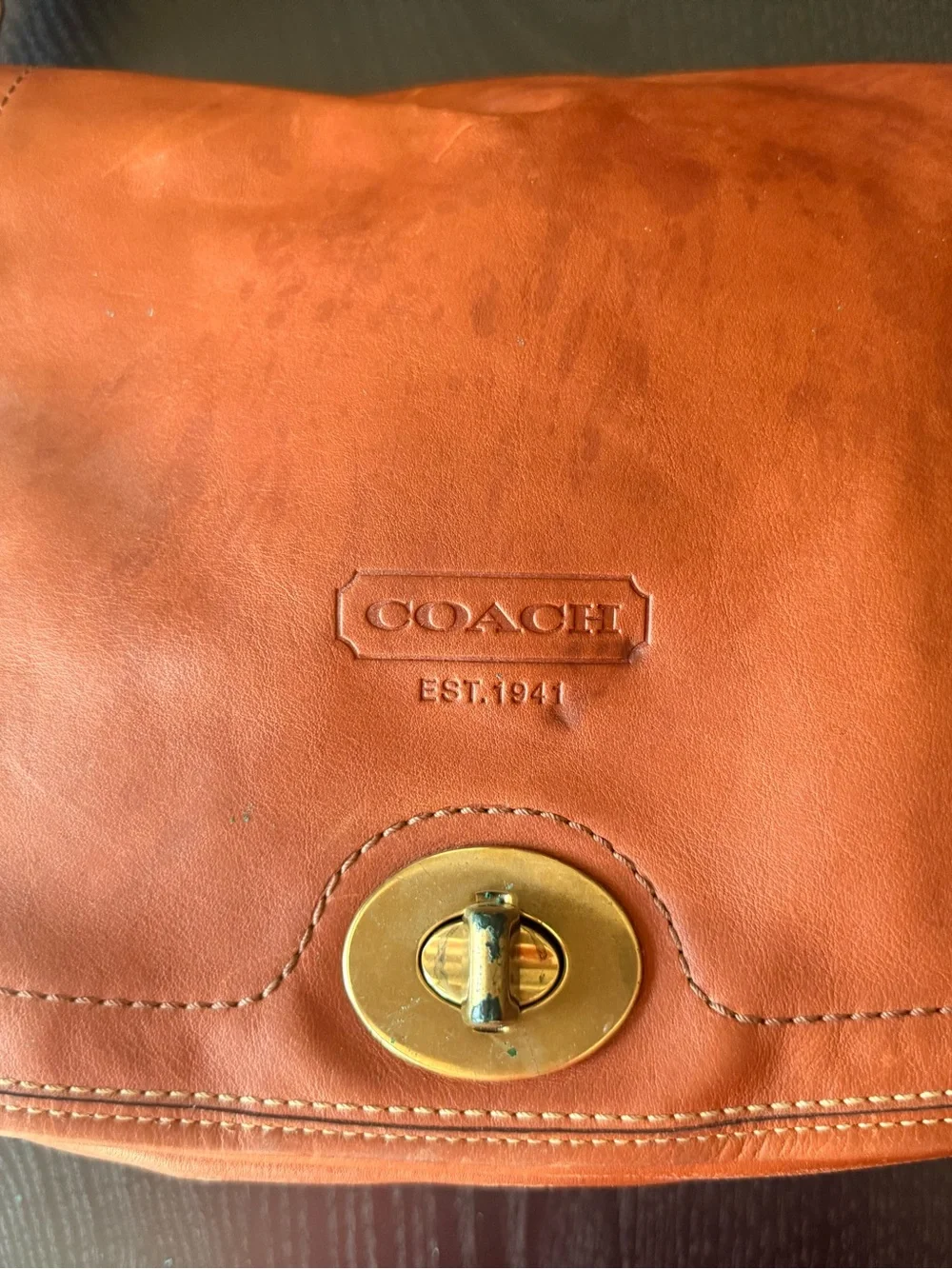 Coach Leather Shoulder Bag in Cognac Brown with Gold Hardware - Picture 3 of 7